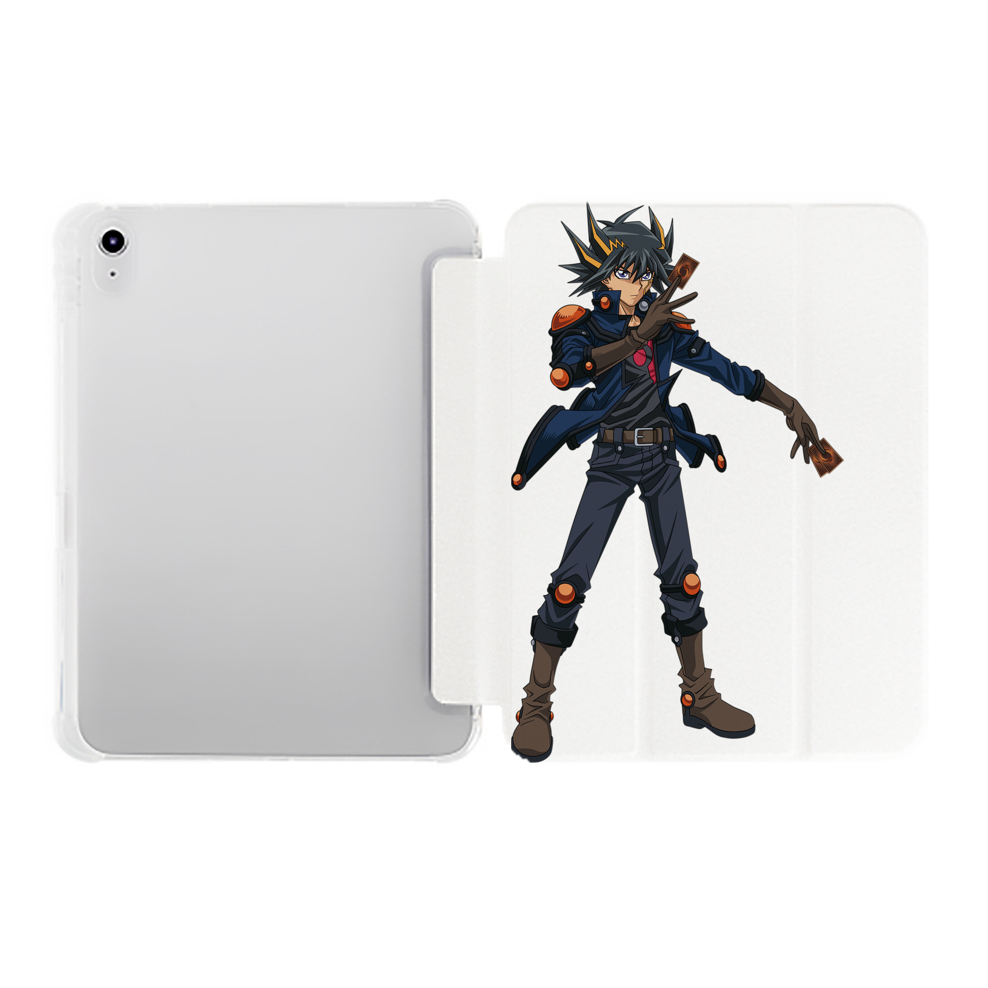 （画像用） 遊☆戯☆王 Yu-Gi-Oh! IPad ケース ペン収納付き 三つ折りスタンド PUレザー×シリコン 対応機種9.5/10.5/10.9インチ